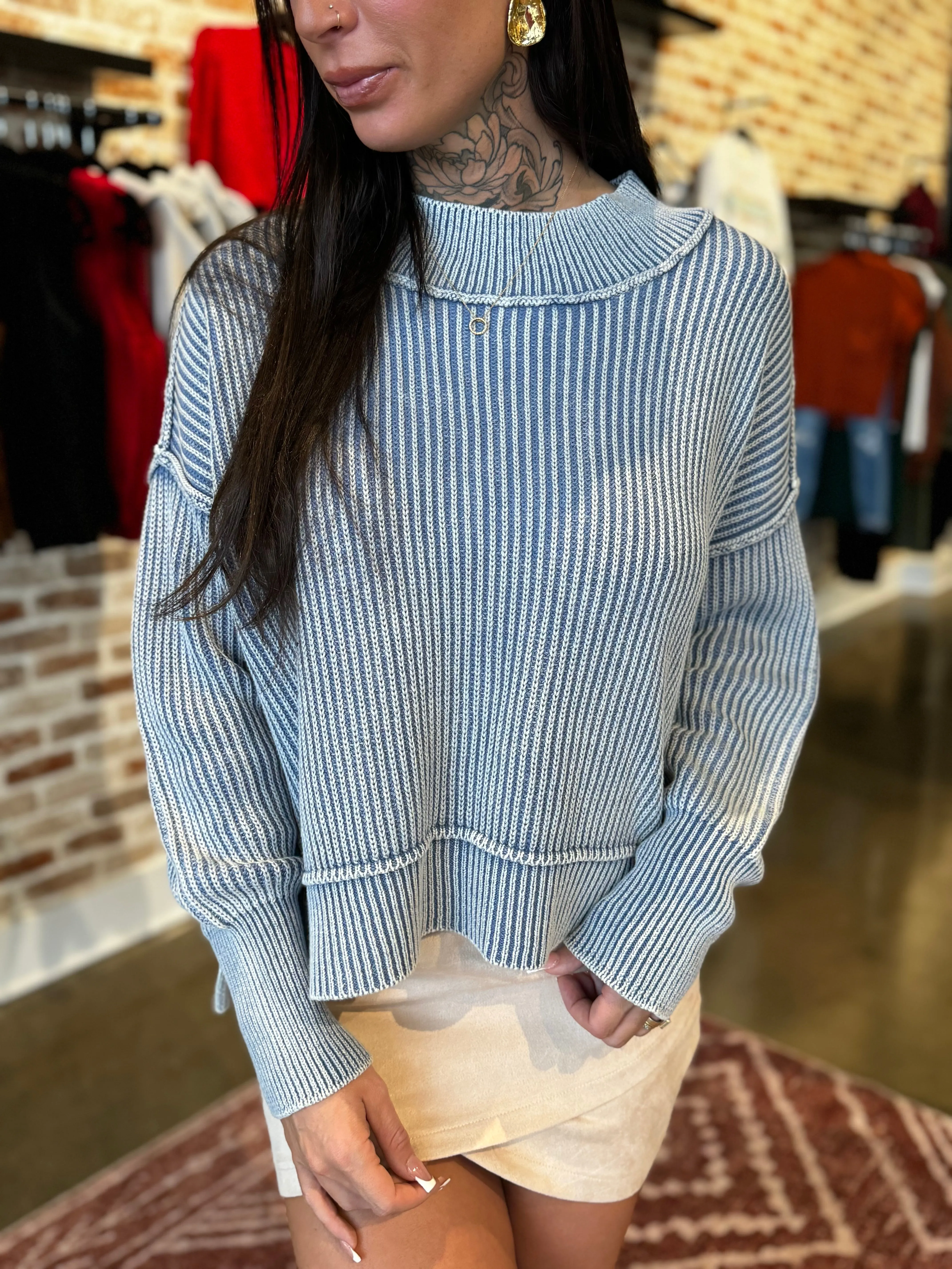 Washed Two Tone Sweater