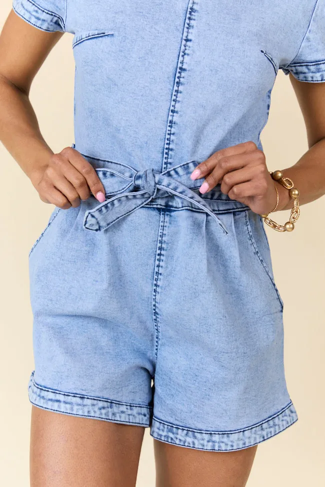 When's Intermission Denim Short Sleeve Romper