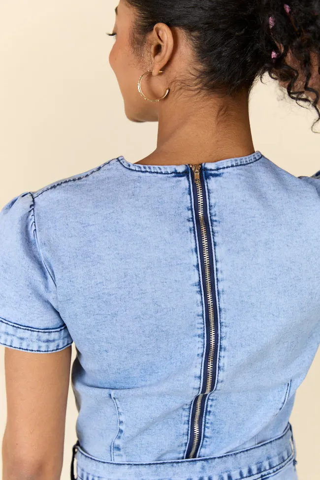 When's Intermission Denim Short Sleeve Romper