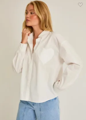 White Heart Pocket Blouse