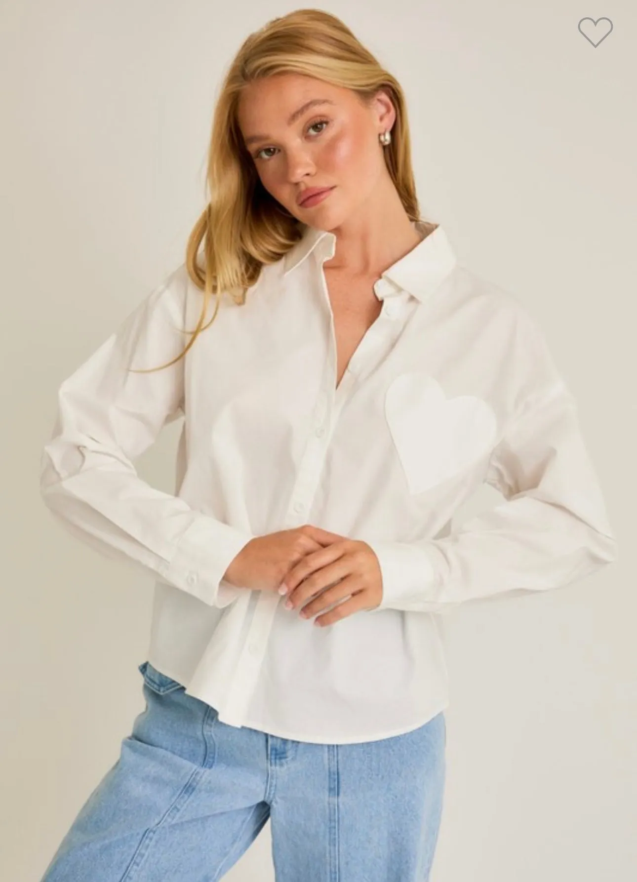 White Heart Pocket Blouse