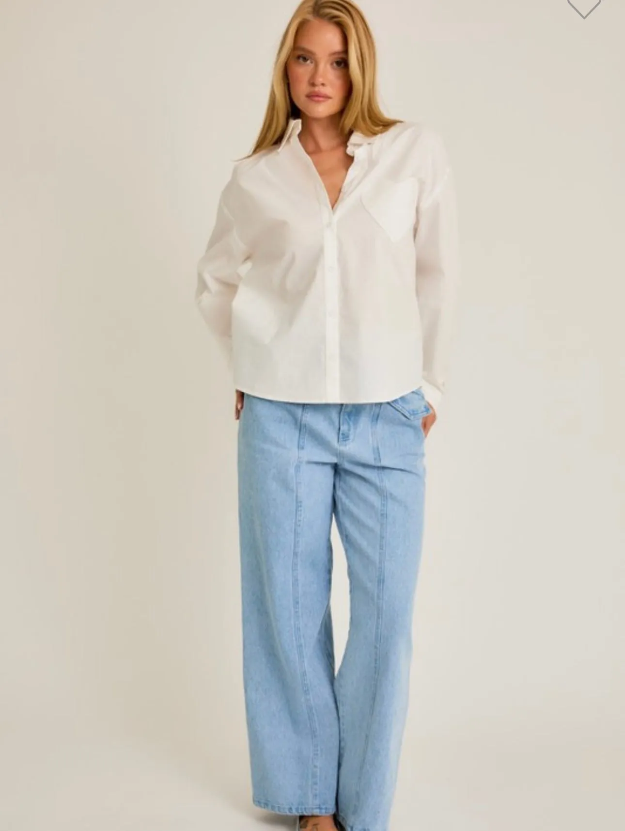 White Heart Pocket Blouse
