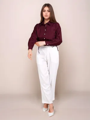 Wine Solid Full Sleeves Shirt