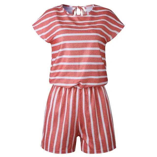 Womail bodysuit Women Summer Fashion Short Sleeve Backless Playsuit Ladies Beach Shorts Jumpsuit Playsuit  2020  M5