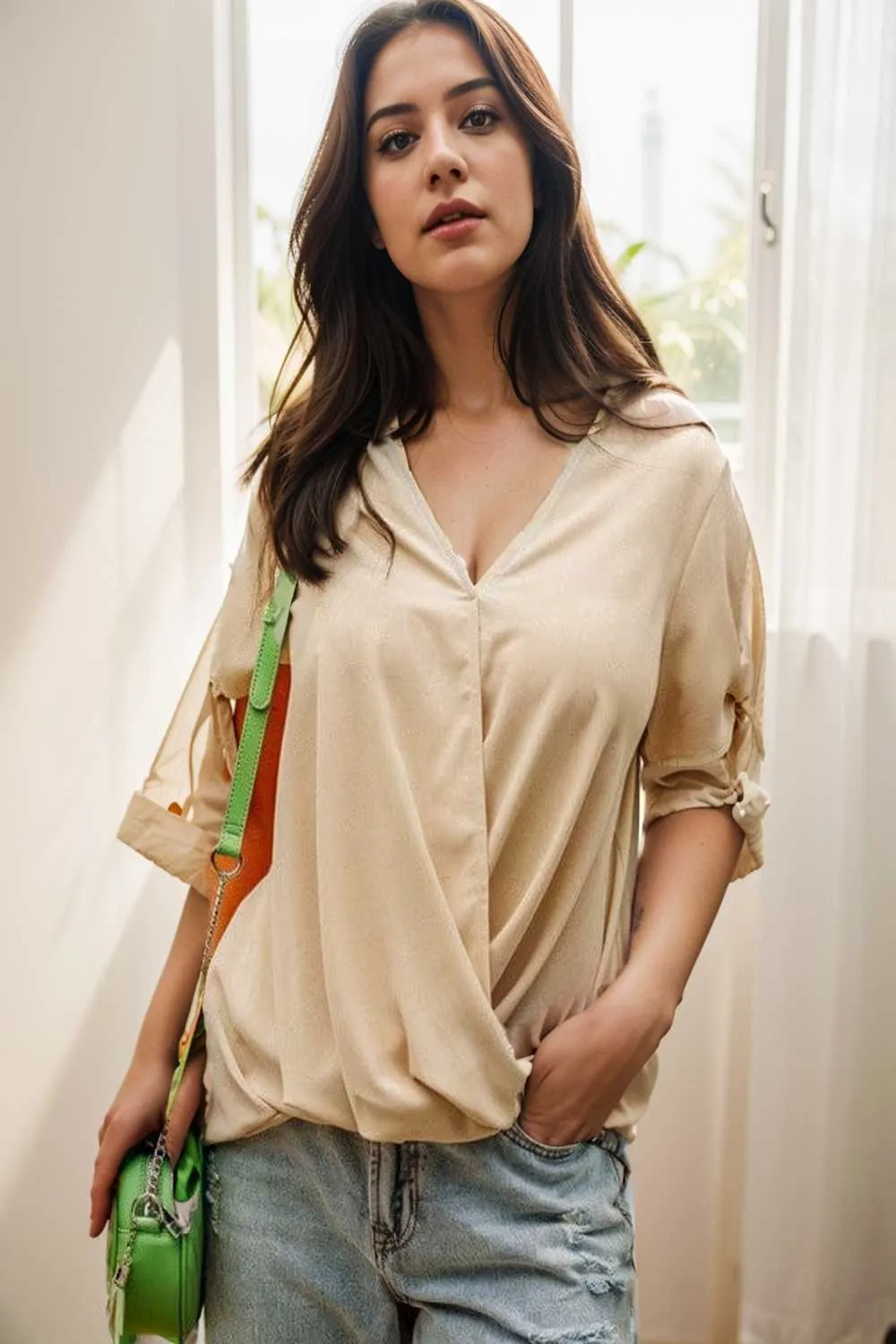 women s blouses loose solid belted long sleeve blouse