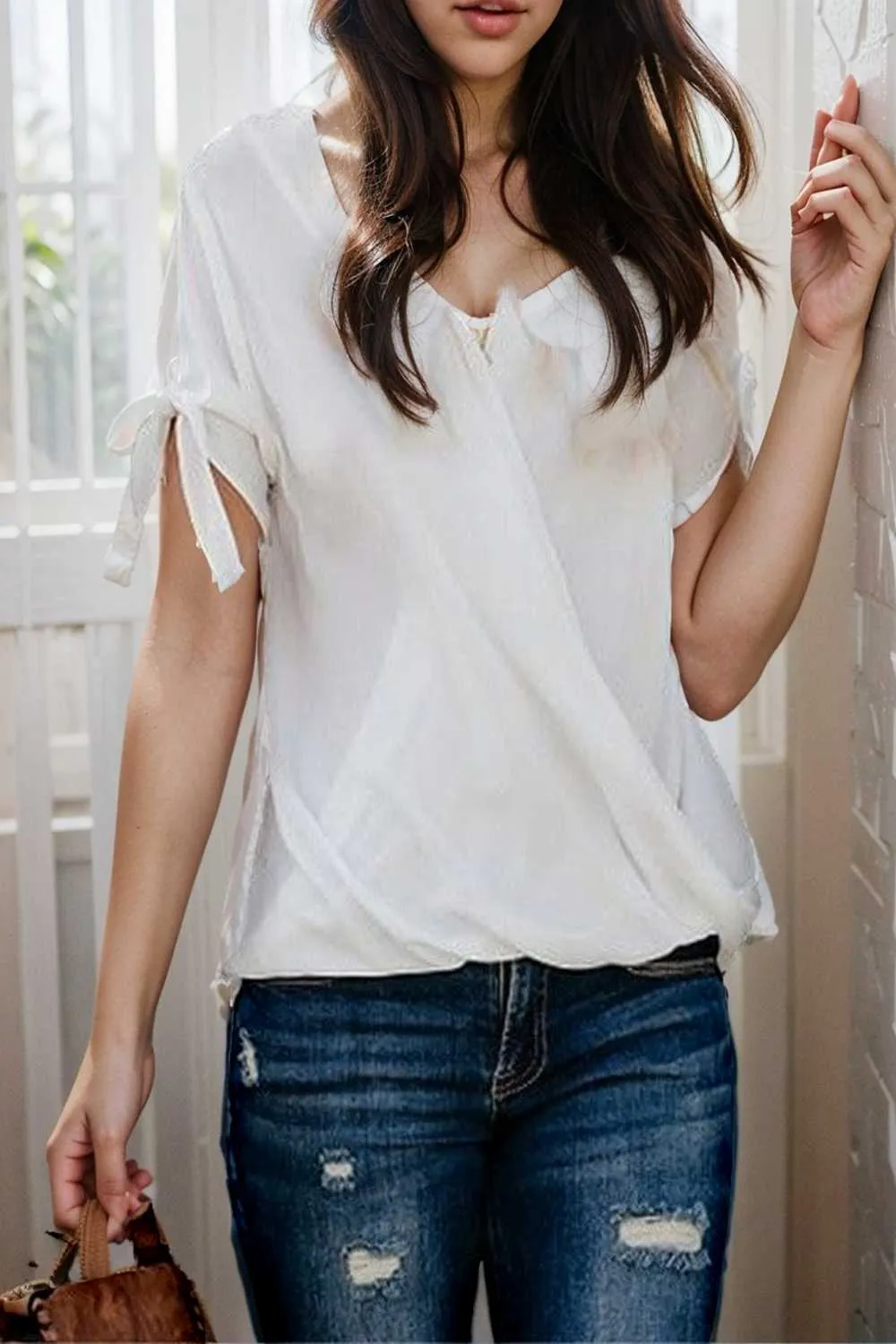 women s blouses loose solid belted long sleeve blouse