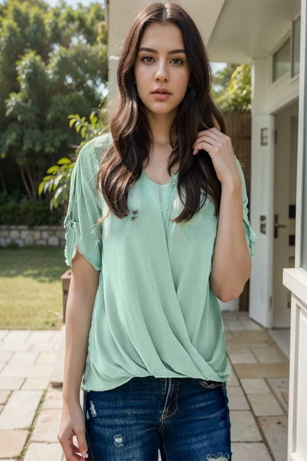 women s blouses loose solid belted long sleeve blouse
