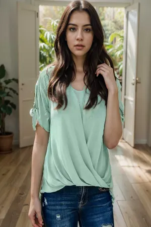 women s blouses loose solid belted long sleeve blouse