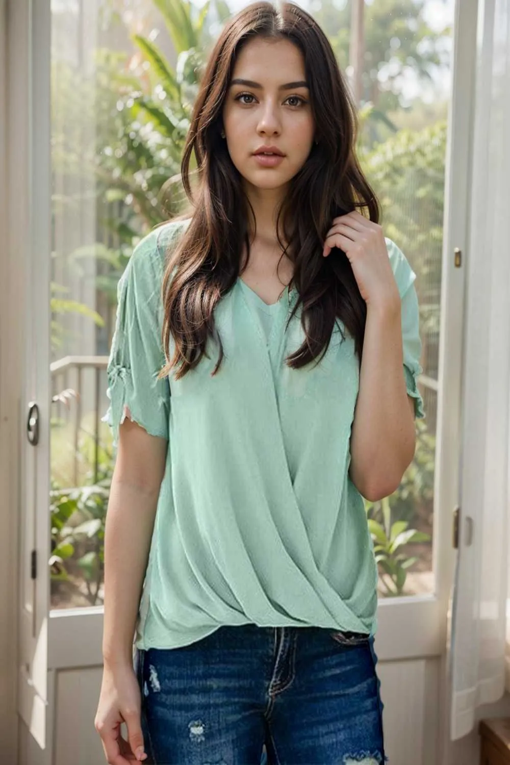 women s blouses loose solid belted long sleeve blouse