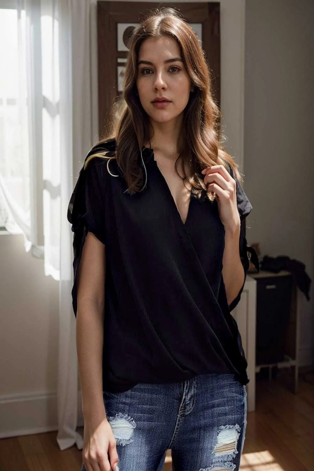 women s blouses loose solid belted long sleeve blouse