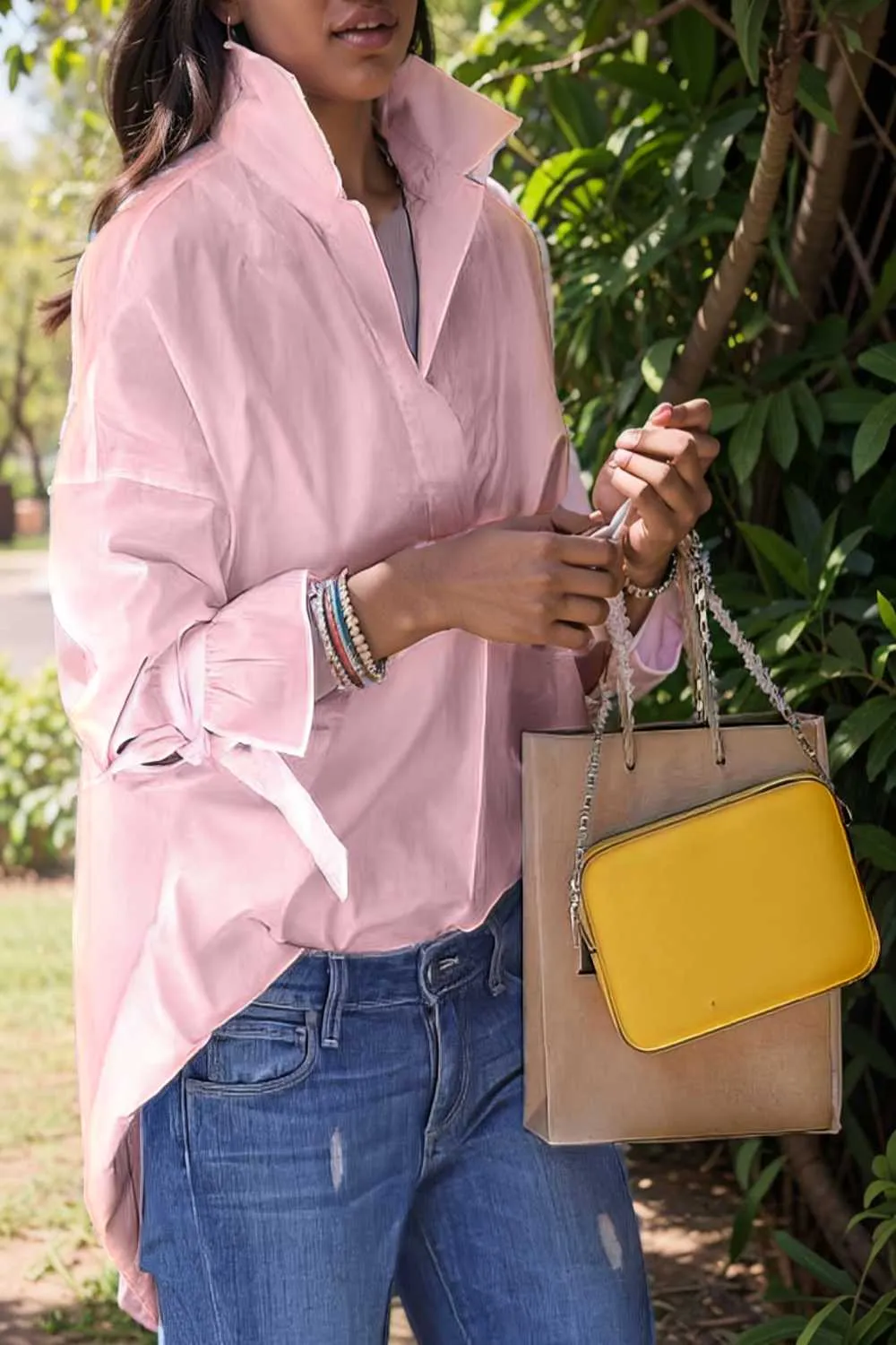 women s blouses loose solid belted long sleeve blouse