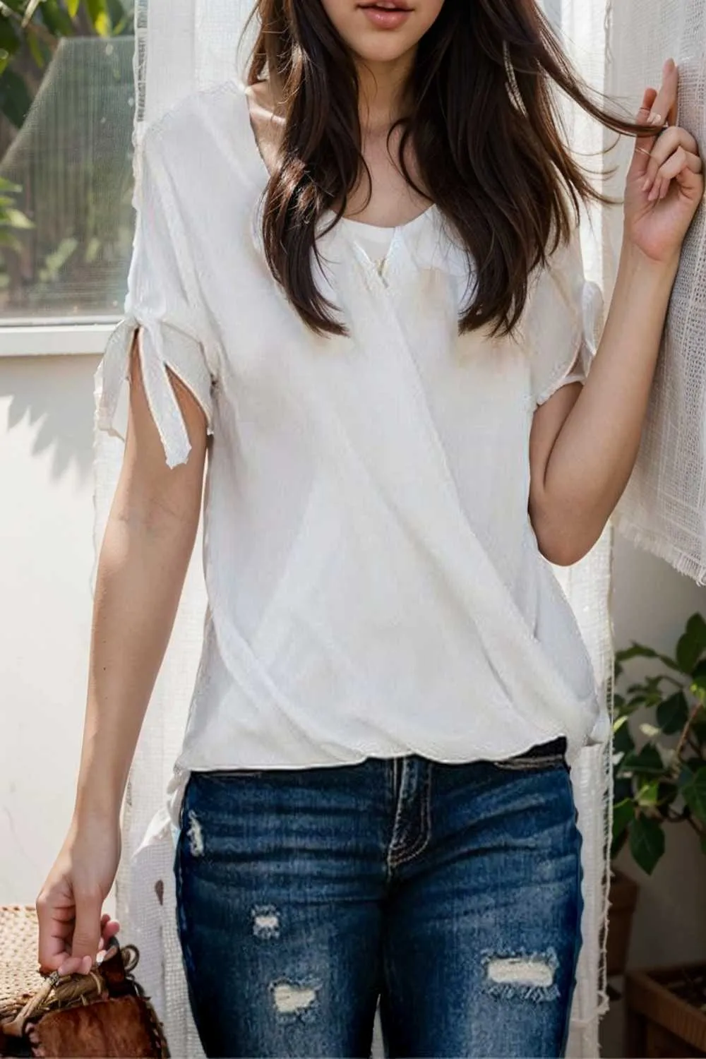 women s blouses loose solid belted long sleeve blouse