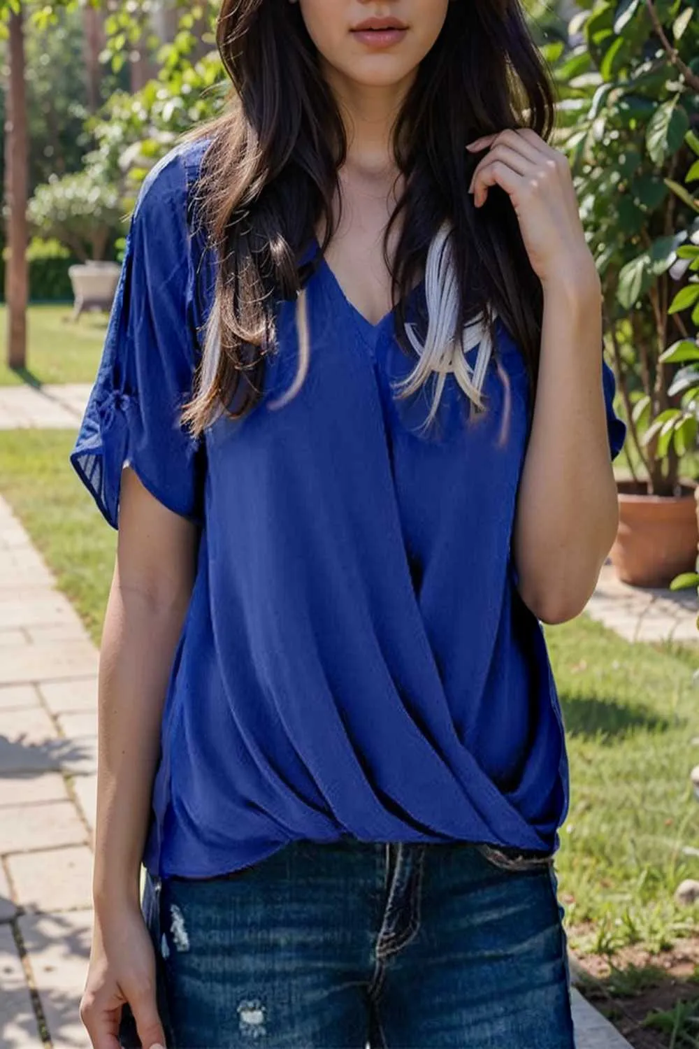 women s blouses loose solid belted long sleeve blouse
