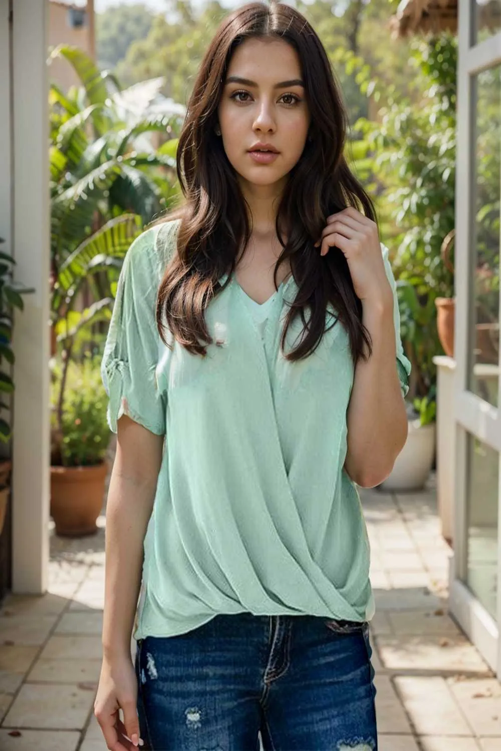 women s blouses loose solid belted long sleeve blouse