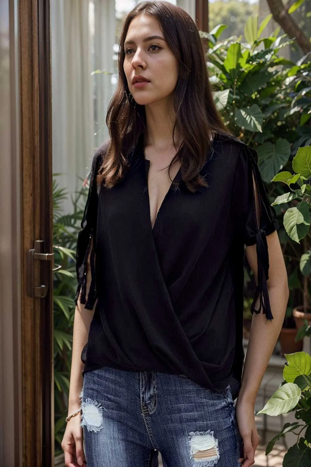 women s blouses loose solid belted long sleeve blouse
