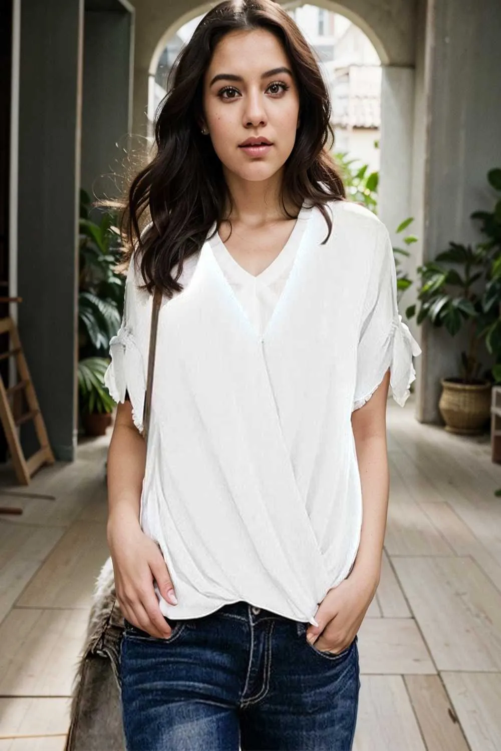 women s blouses loose solid belted long sleeve blouse
