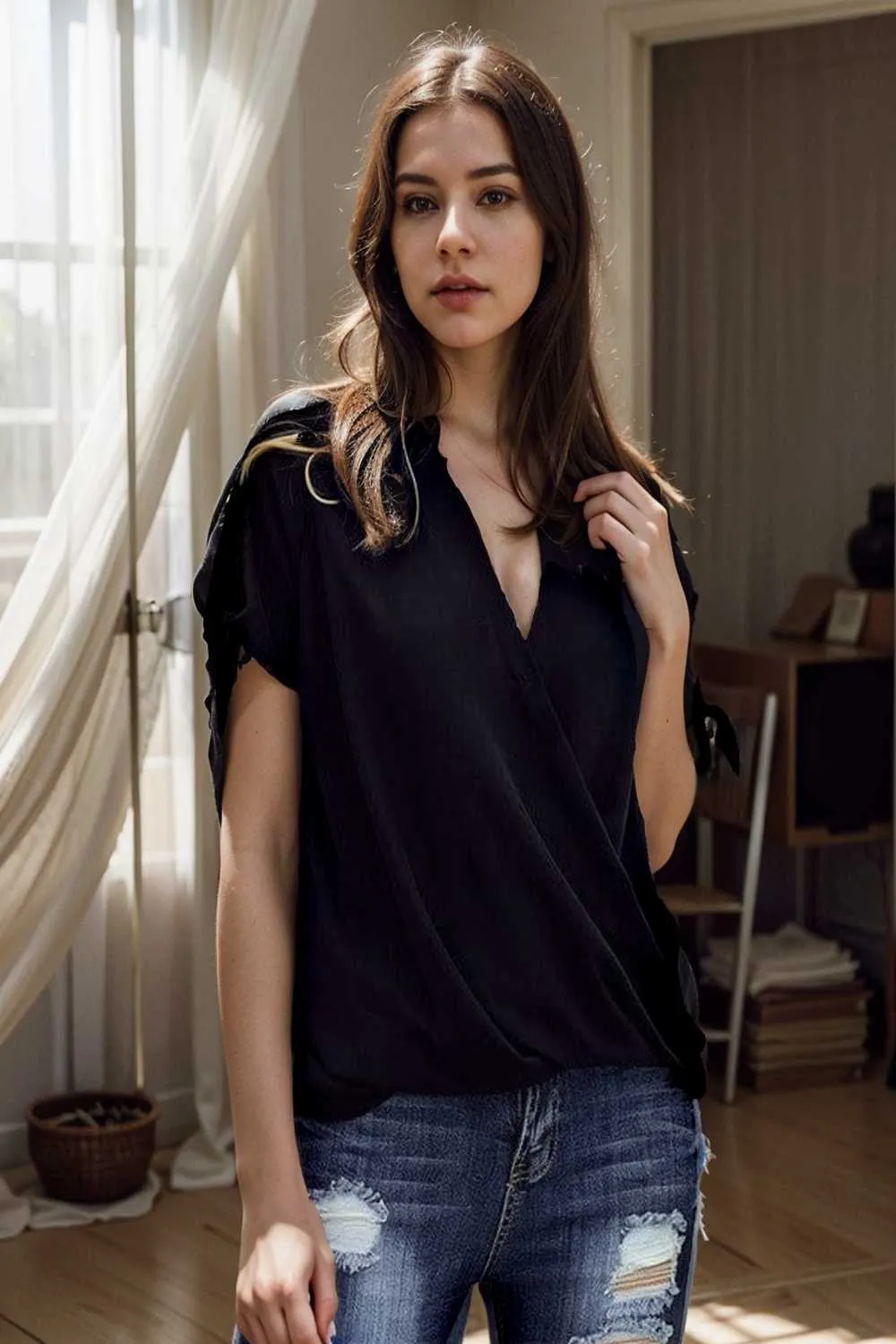 women s blouses loose solid belted long sleeve blouse