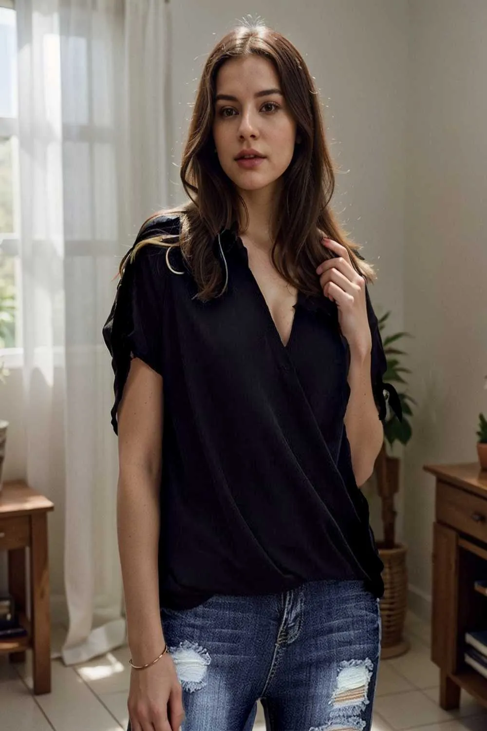 women s blouses loose solid belted long sleeve blouse