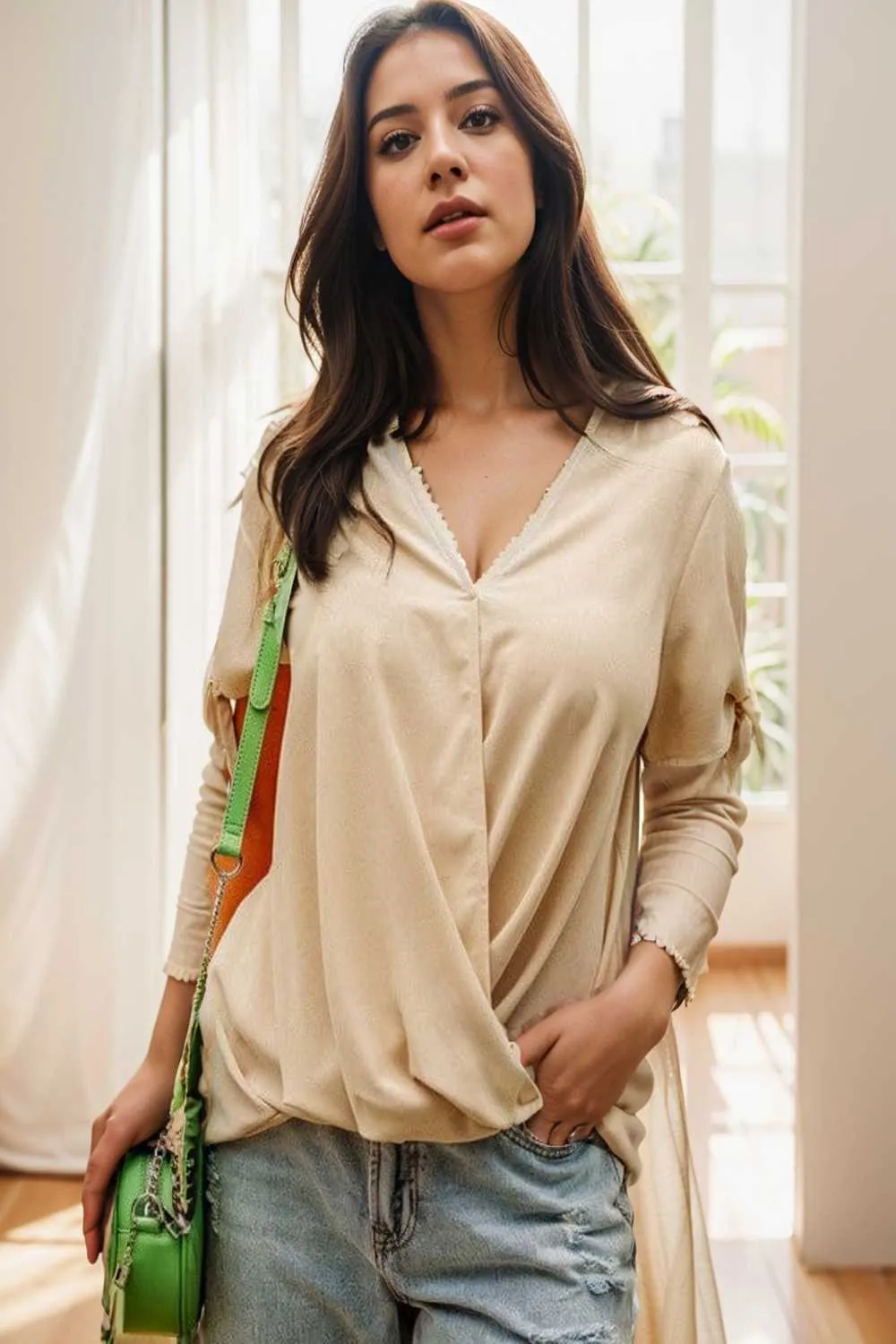 women s blouses loose solid belted long sleeve blouse