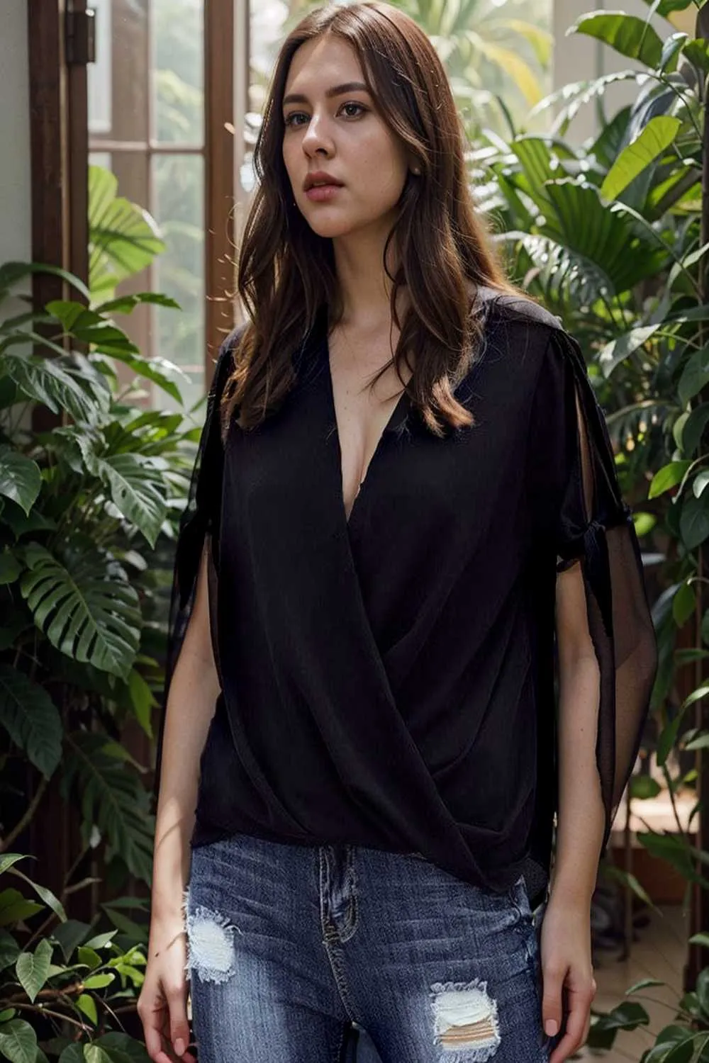 women s blouses loose solid belted long sleeve blouse