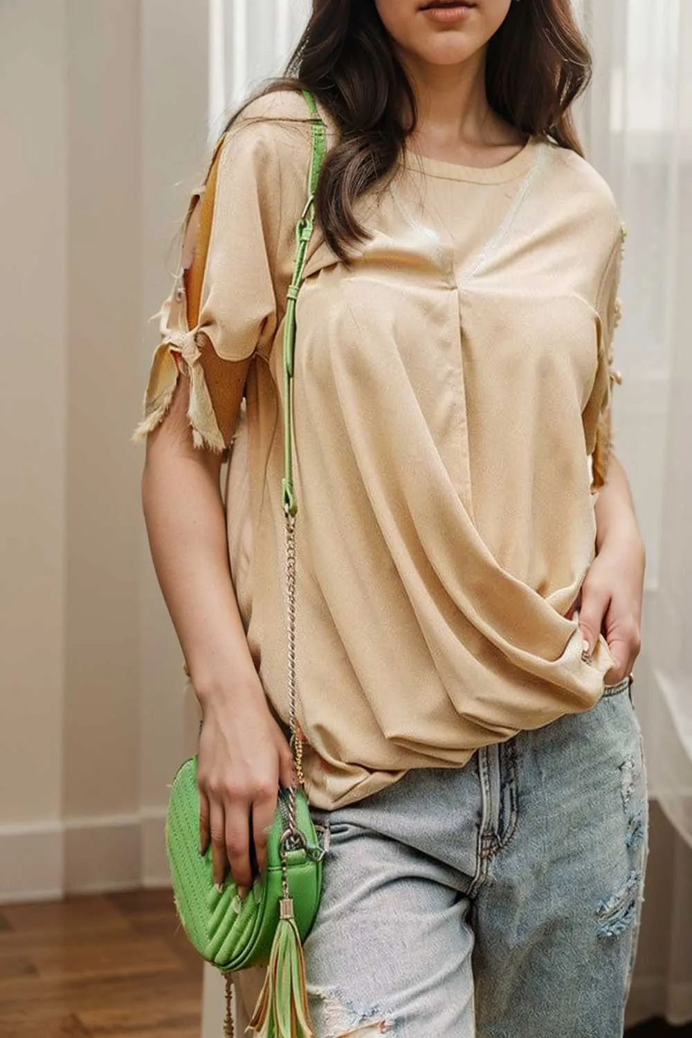 women s blouses loose solid belted long sleeve blouse