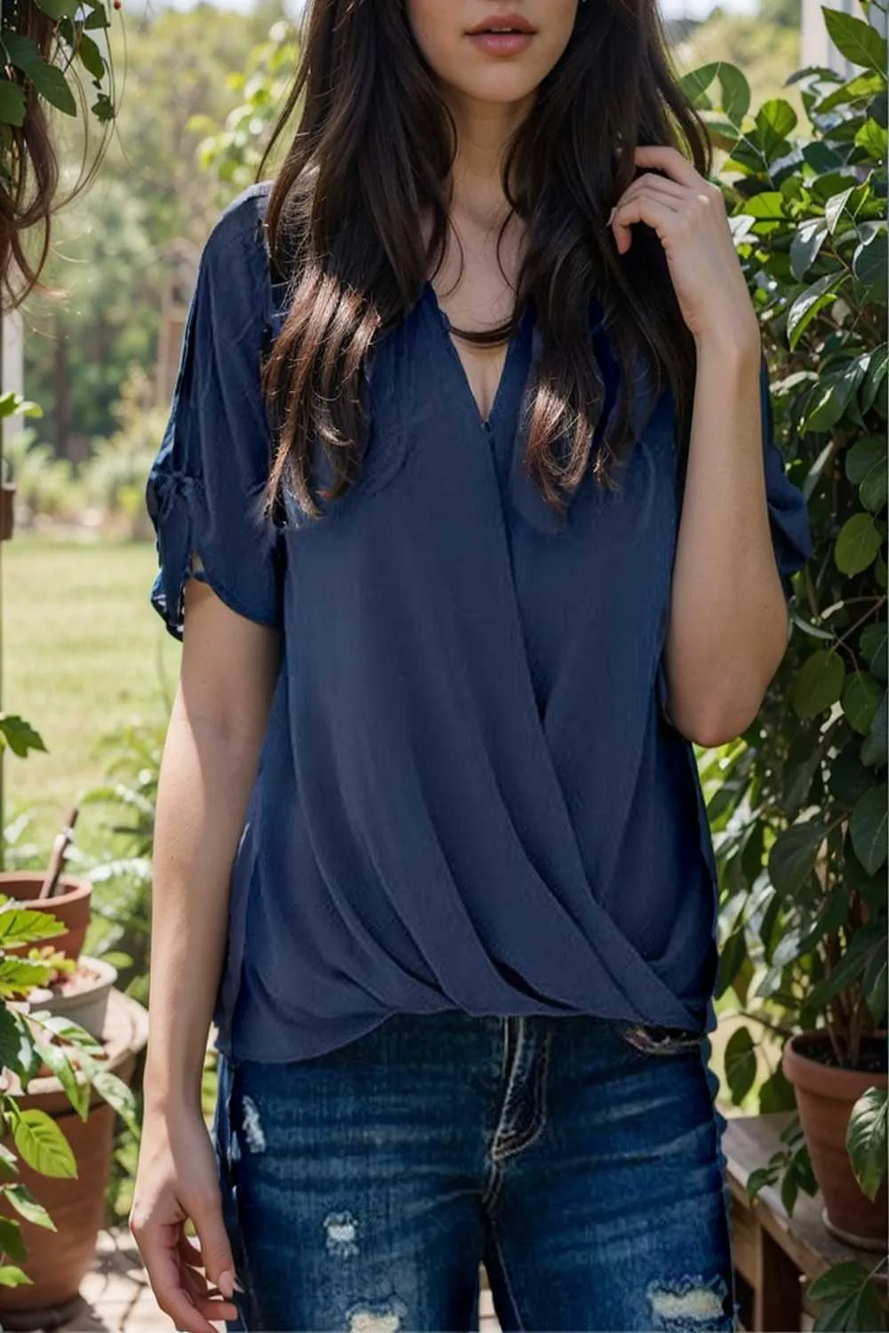 women s blouses loose solid belted long sleeve blouse