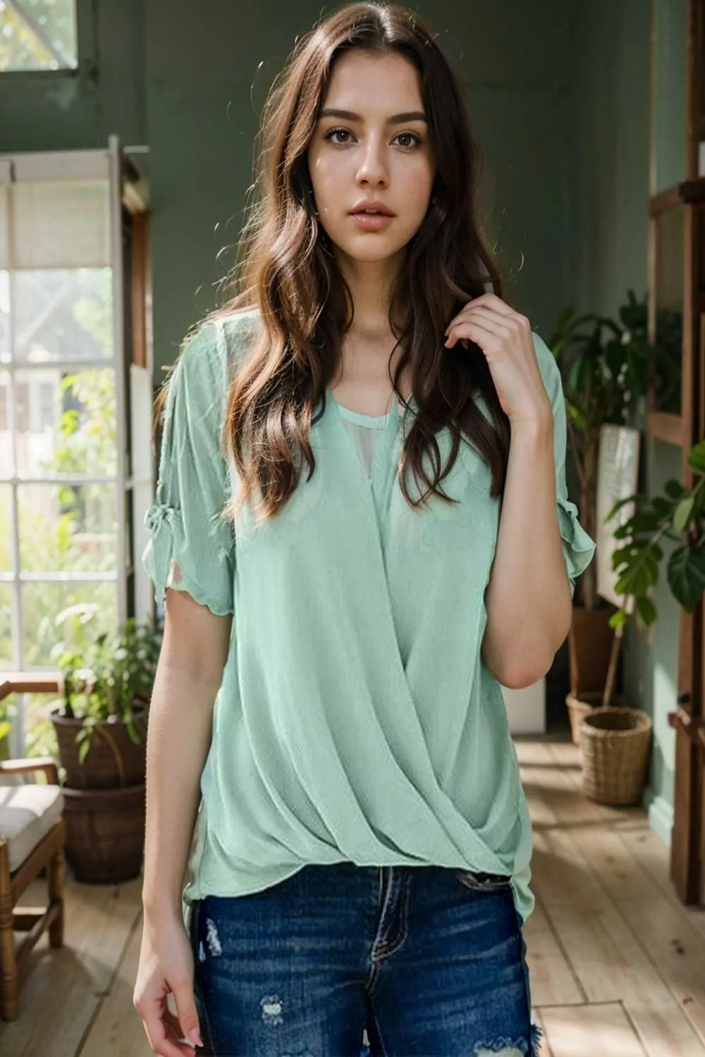 women s blouses loose solid belted long sleeve blouse
