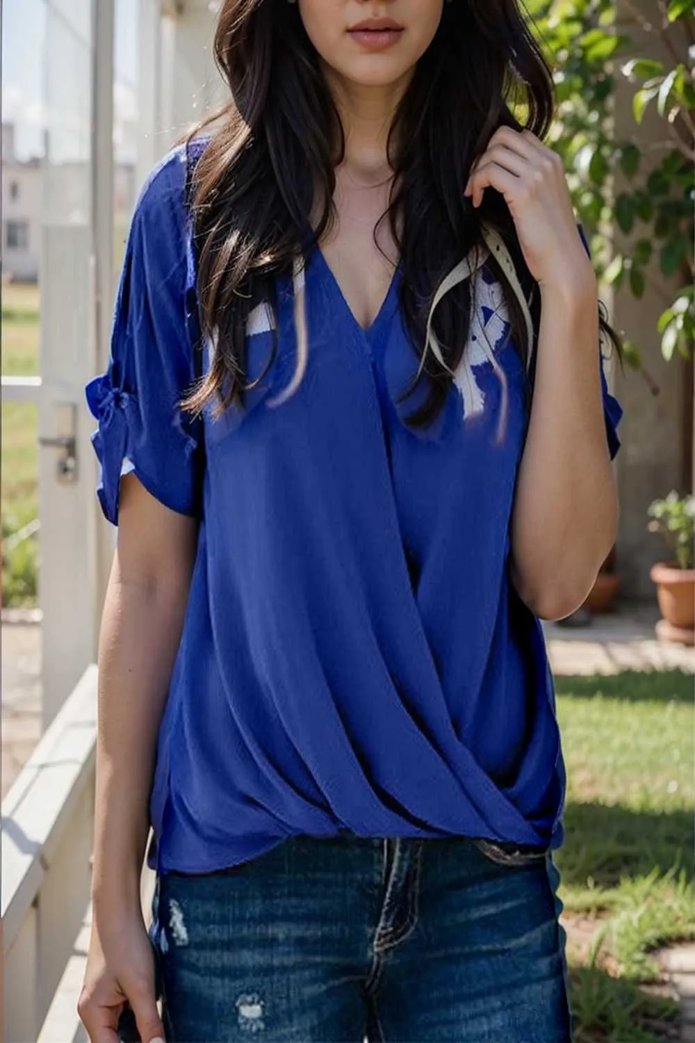 women s blouses loose solid belted long sleeve blouse