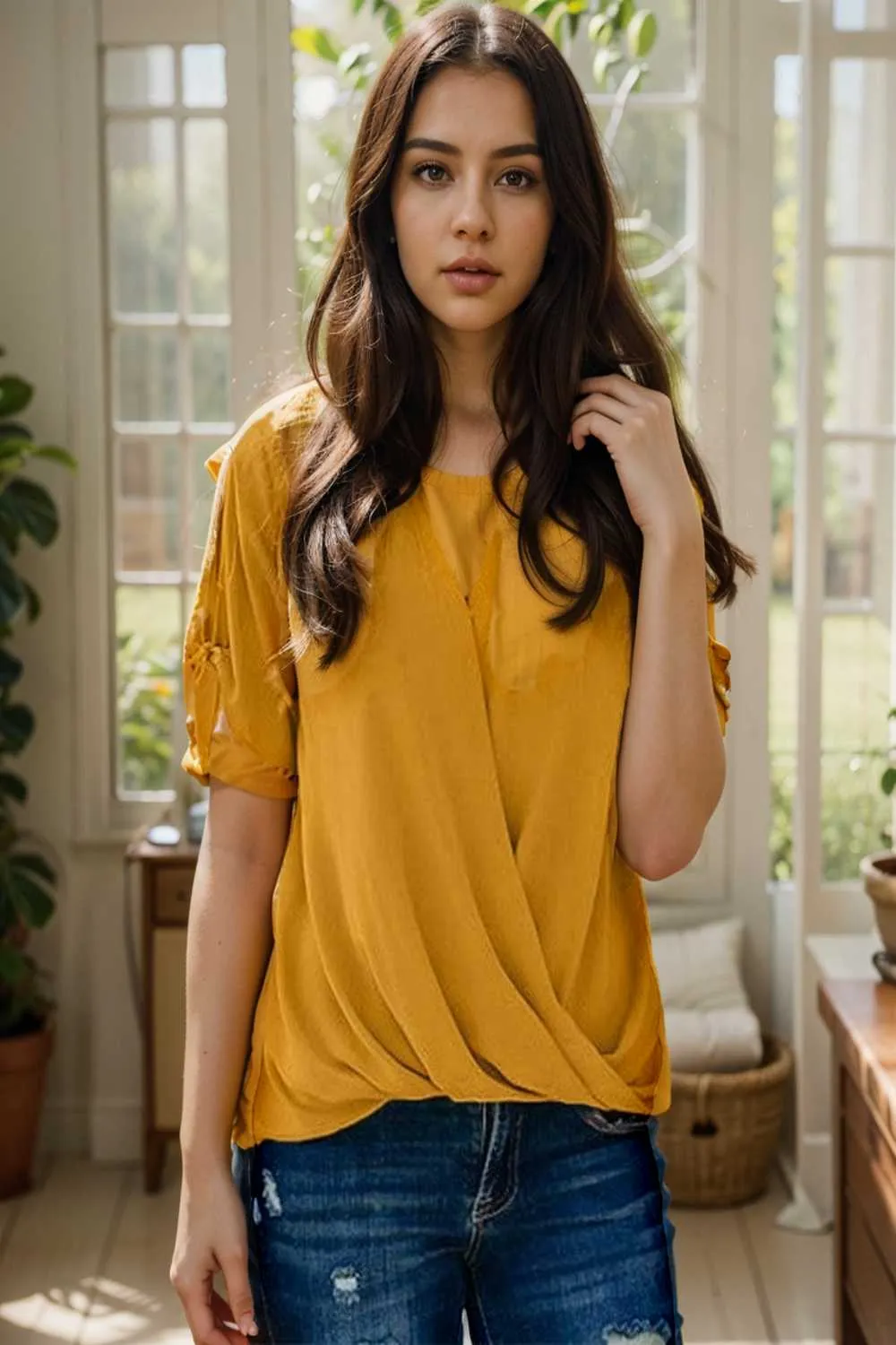 women s blouses loose solid belted long sleeve blouse
