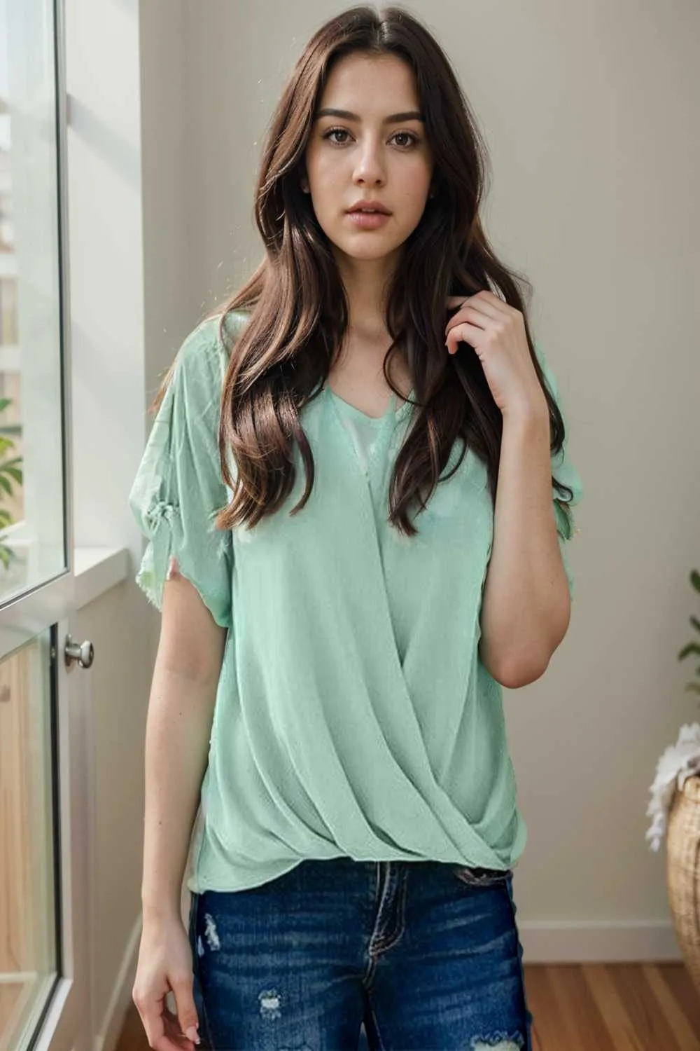women s blouses loose solid belted long sleeve blouse