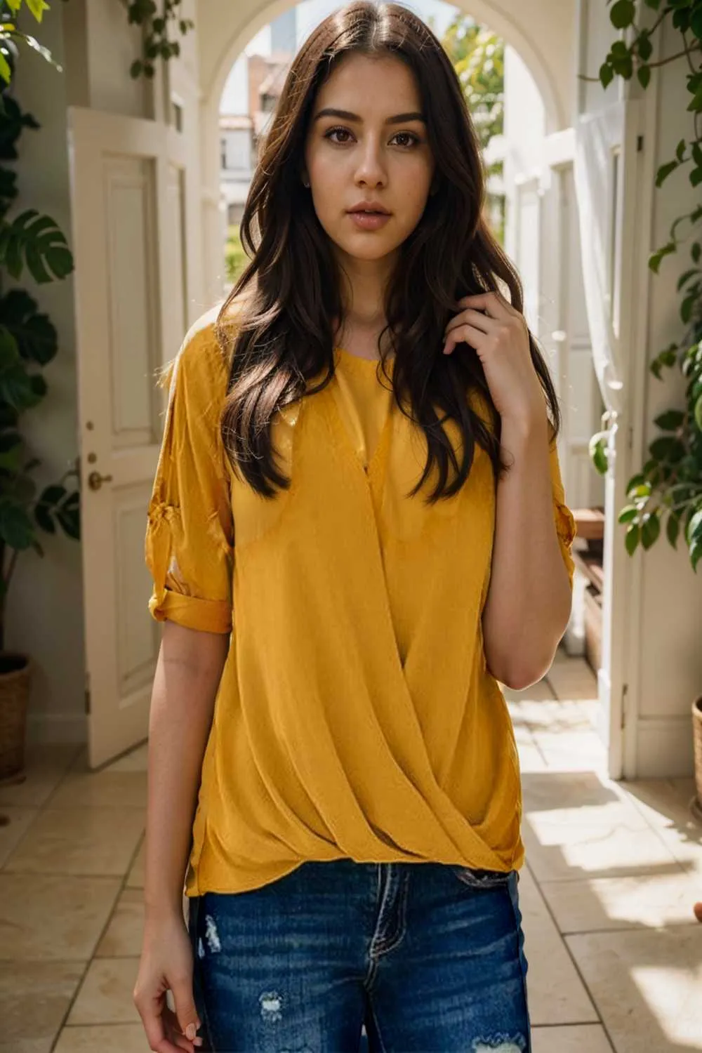 women s blouses loose solid belted long sleeve blouse