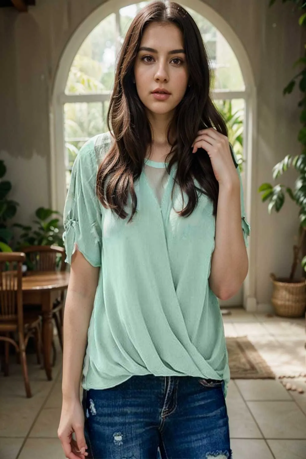women s blouses loose solid belted long sleeve blouse
