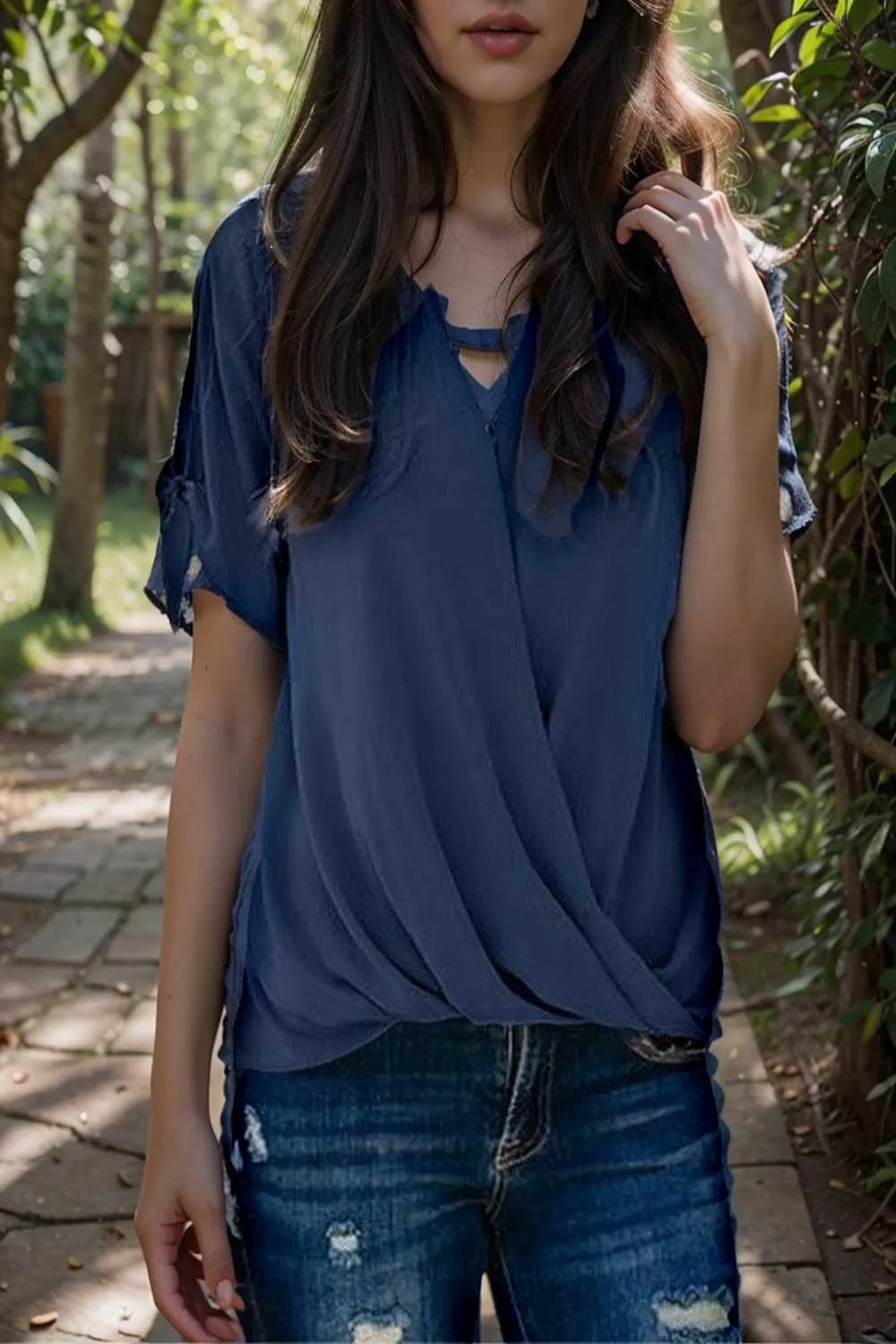 women s blouses loose solid belted long sleeve blouse