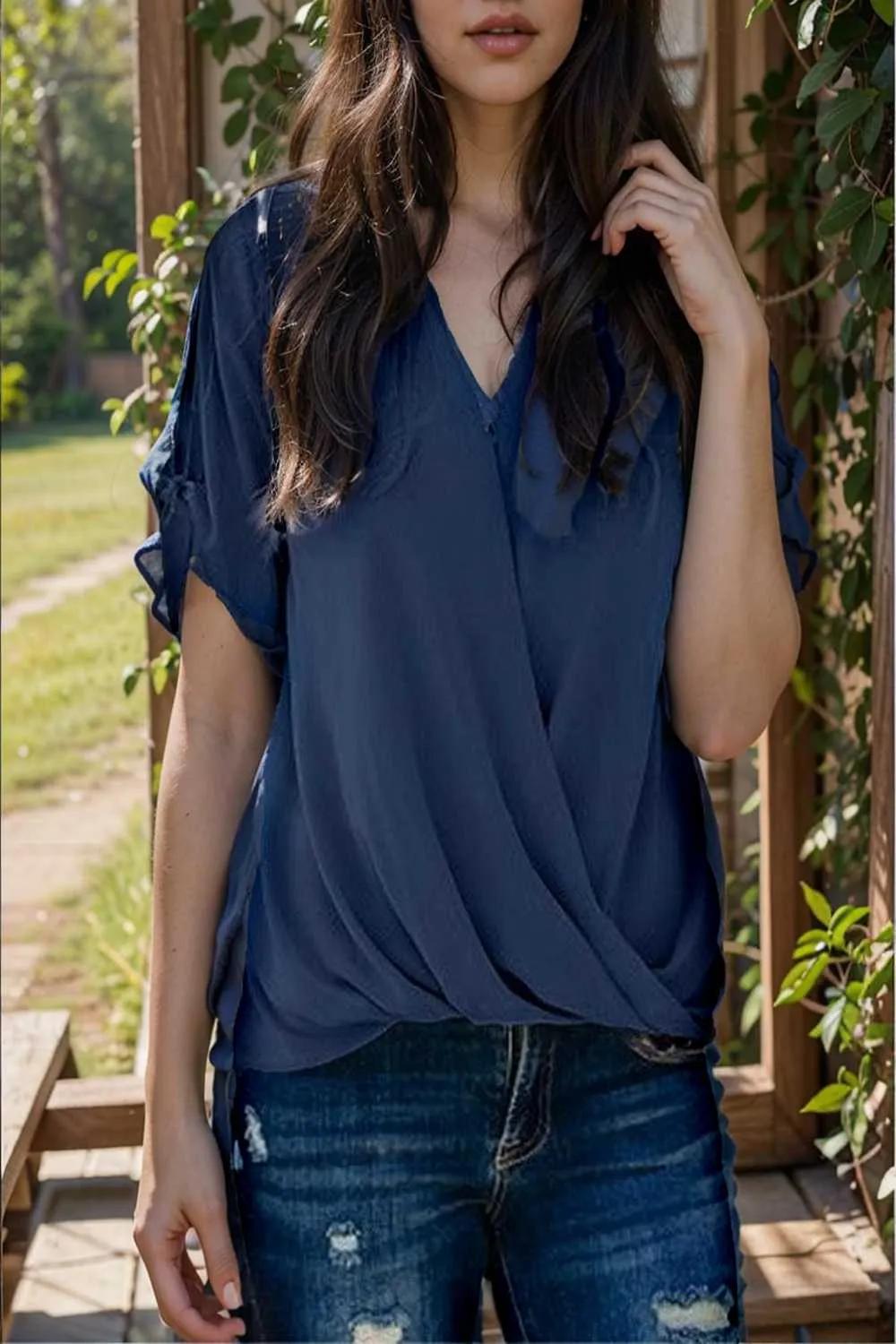 women s blouses loose solid belted long sleeve blouse