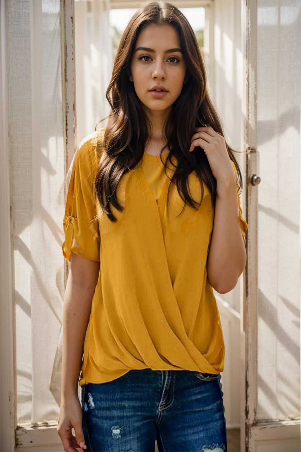 women s blouses loose solid belted long sleeve blouse