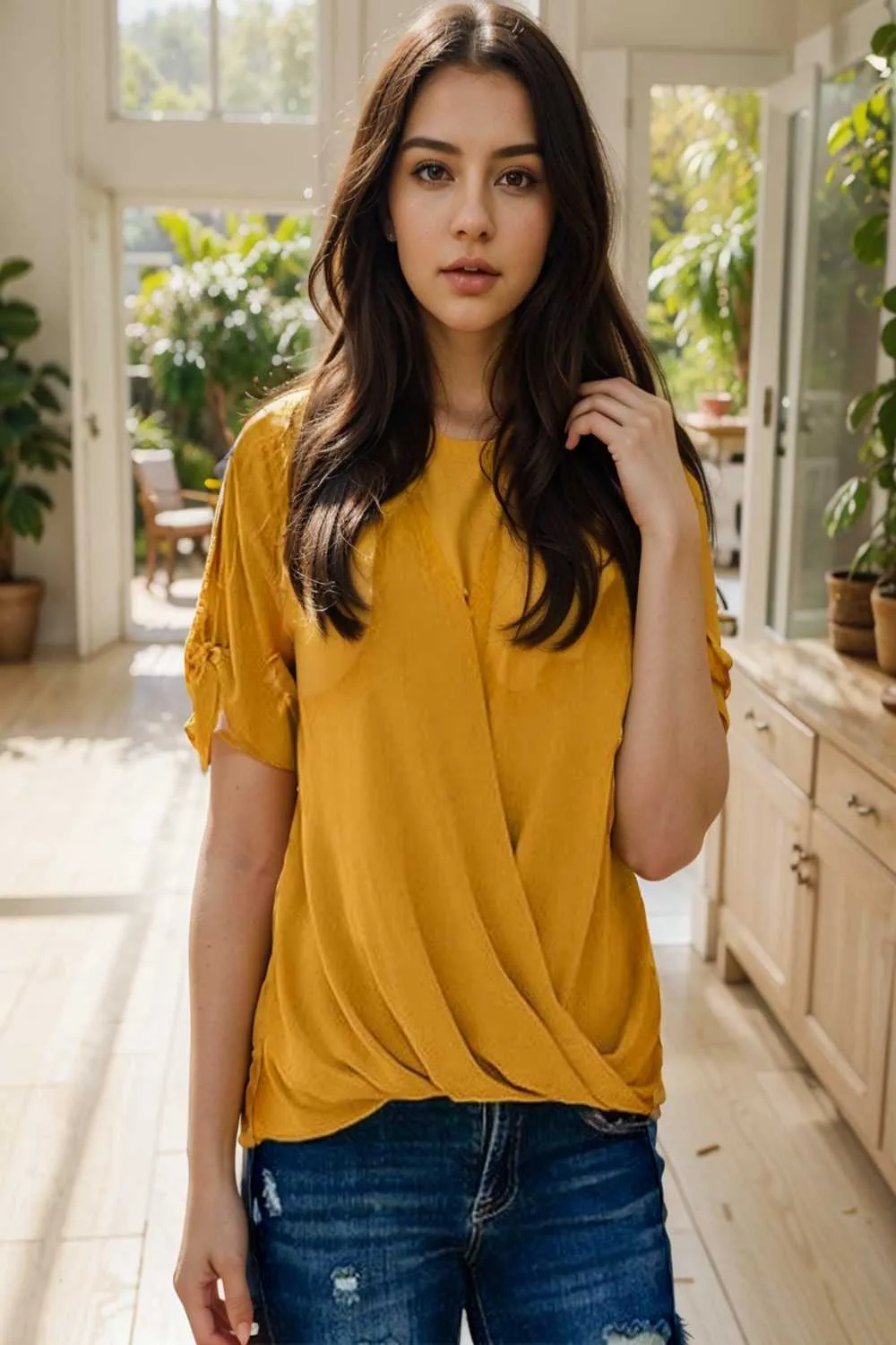 women s blouses loose solid belted long sleeve blouse