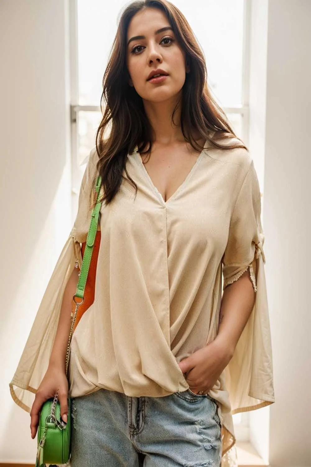women s blouses loose solid belted long sleeve blouse