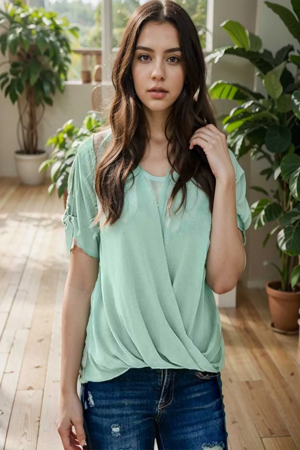women s blouses loose solid belted long sleeve blouse