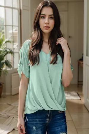 women s blouses loose solid belted long sleeve blouse