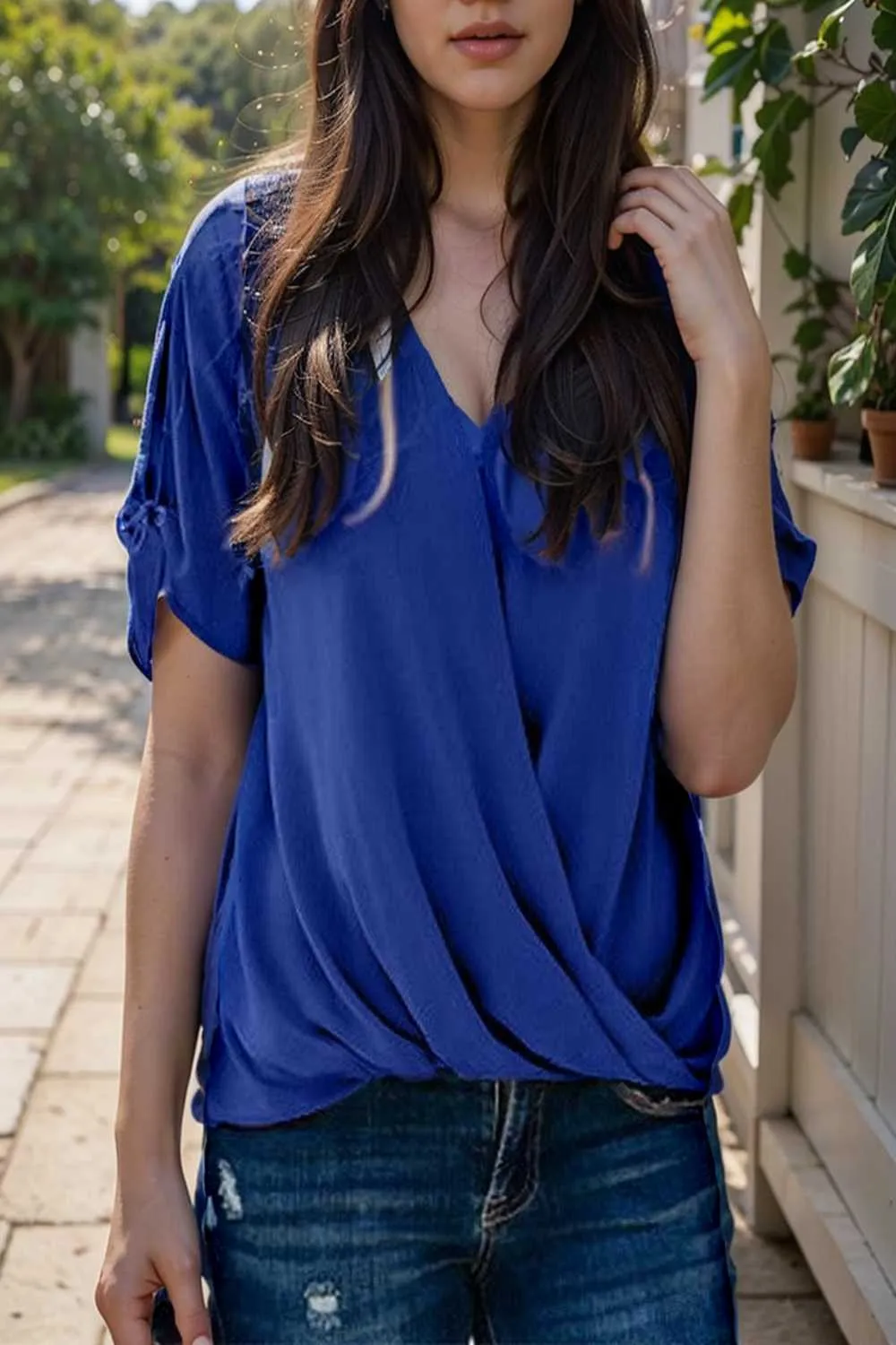 women s blouses loose solid belted long sleeve blouse
