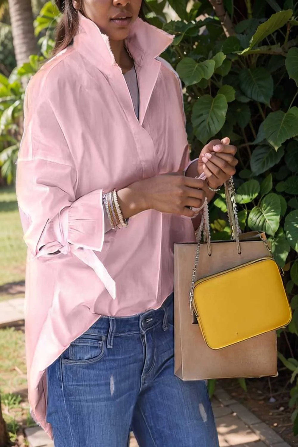 women s blouses loose solid belted long sleeve blouse