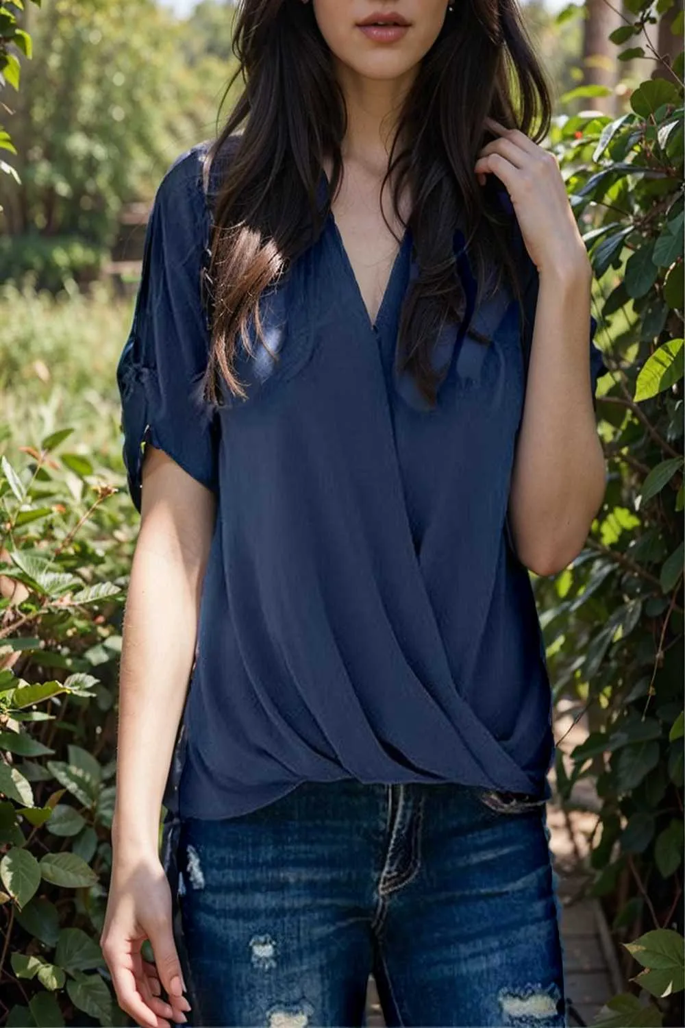 women s blouses loose solid belted long sleeve blouse