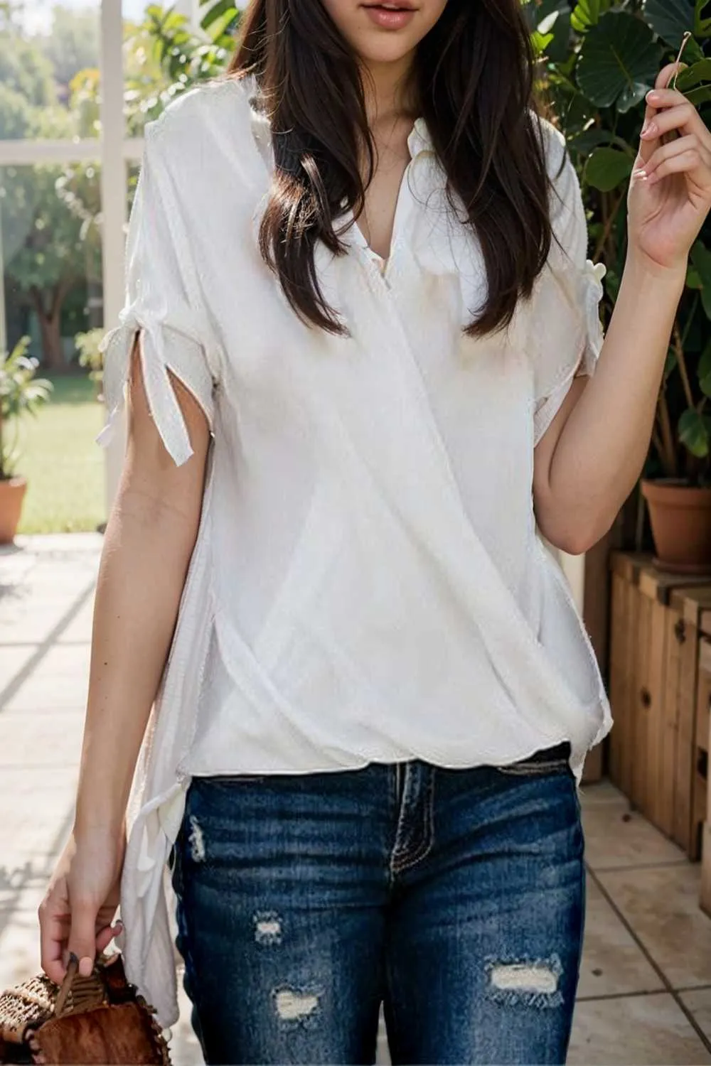 women s blouses loose solid belted long sleeve blouse