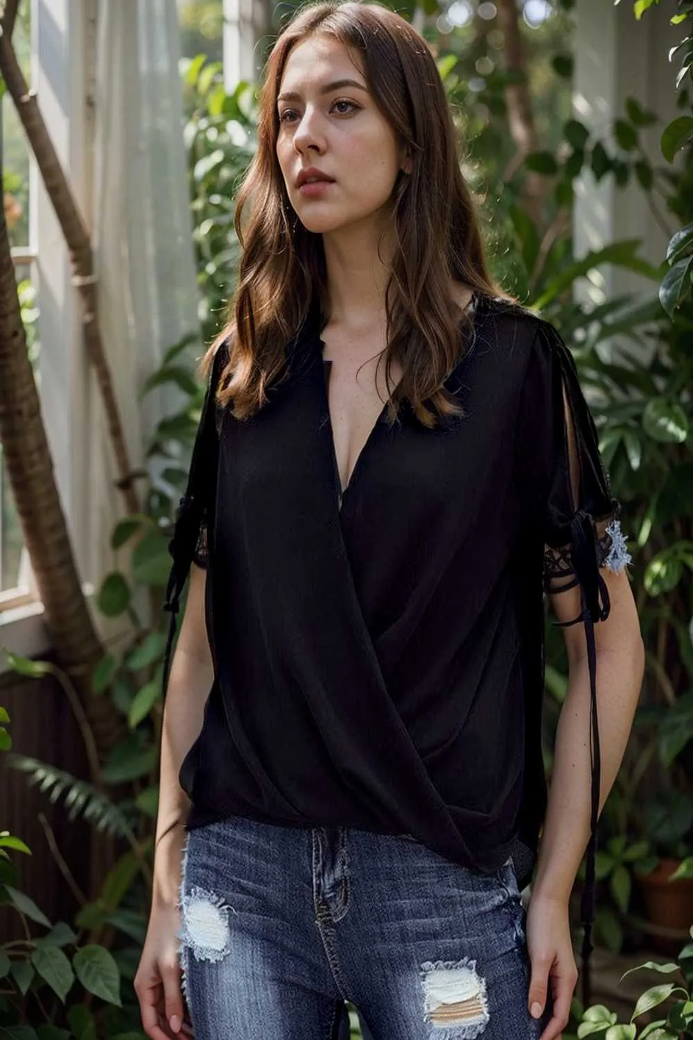 women s blouses loose solid belted long sleeve blouse