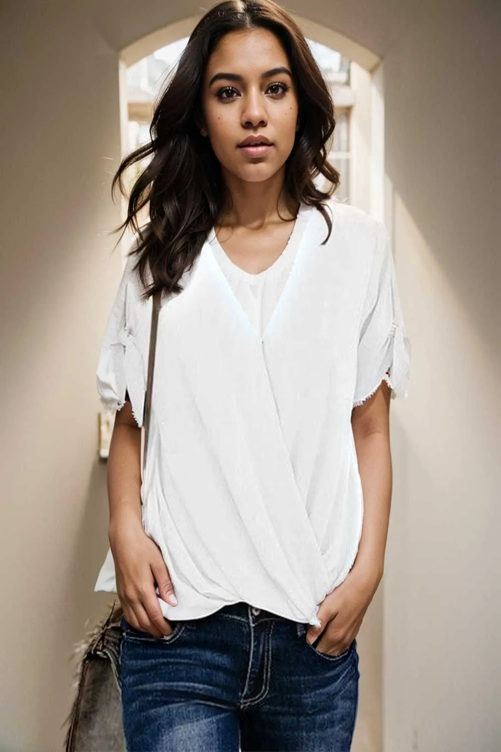 women s blouses loose solid belted long sleeve blouse