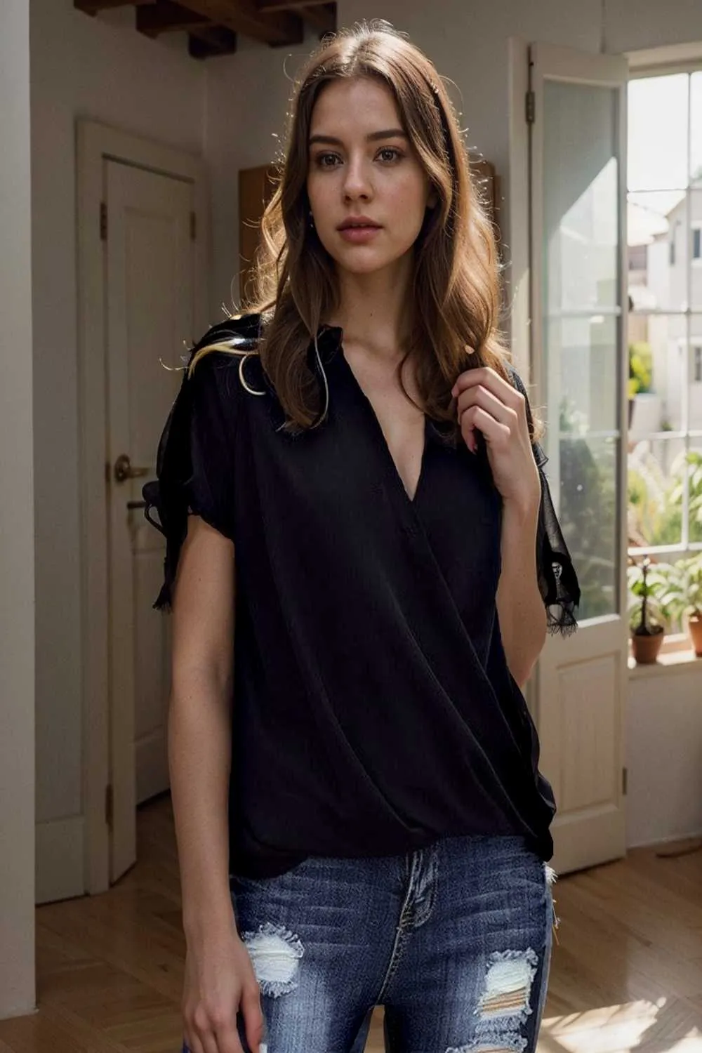 women s blouses loose solid belted long sleeve blouse
