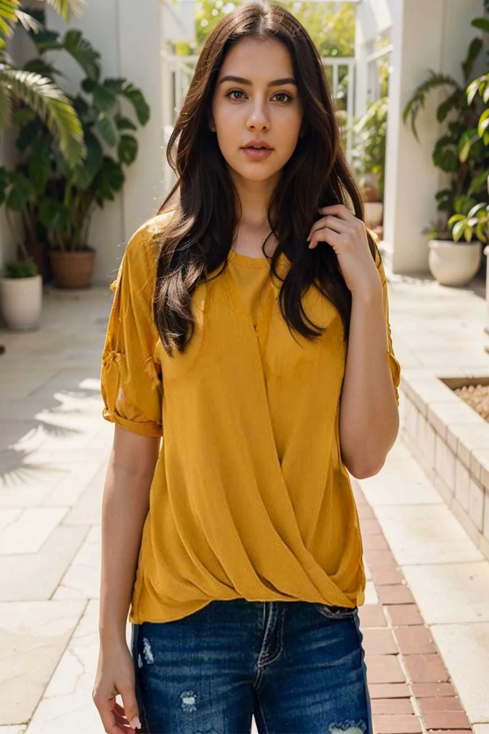 women s blouses loose solid belted long sleeve blouse