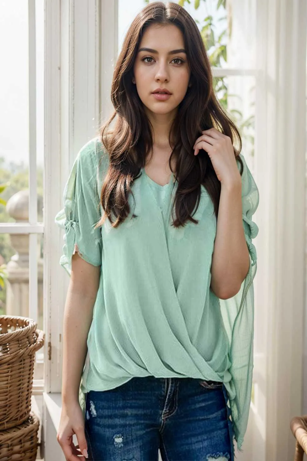 women s blouses loose solid belted long sleeve blouse