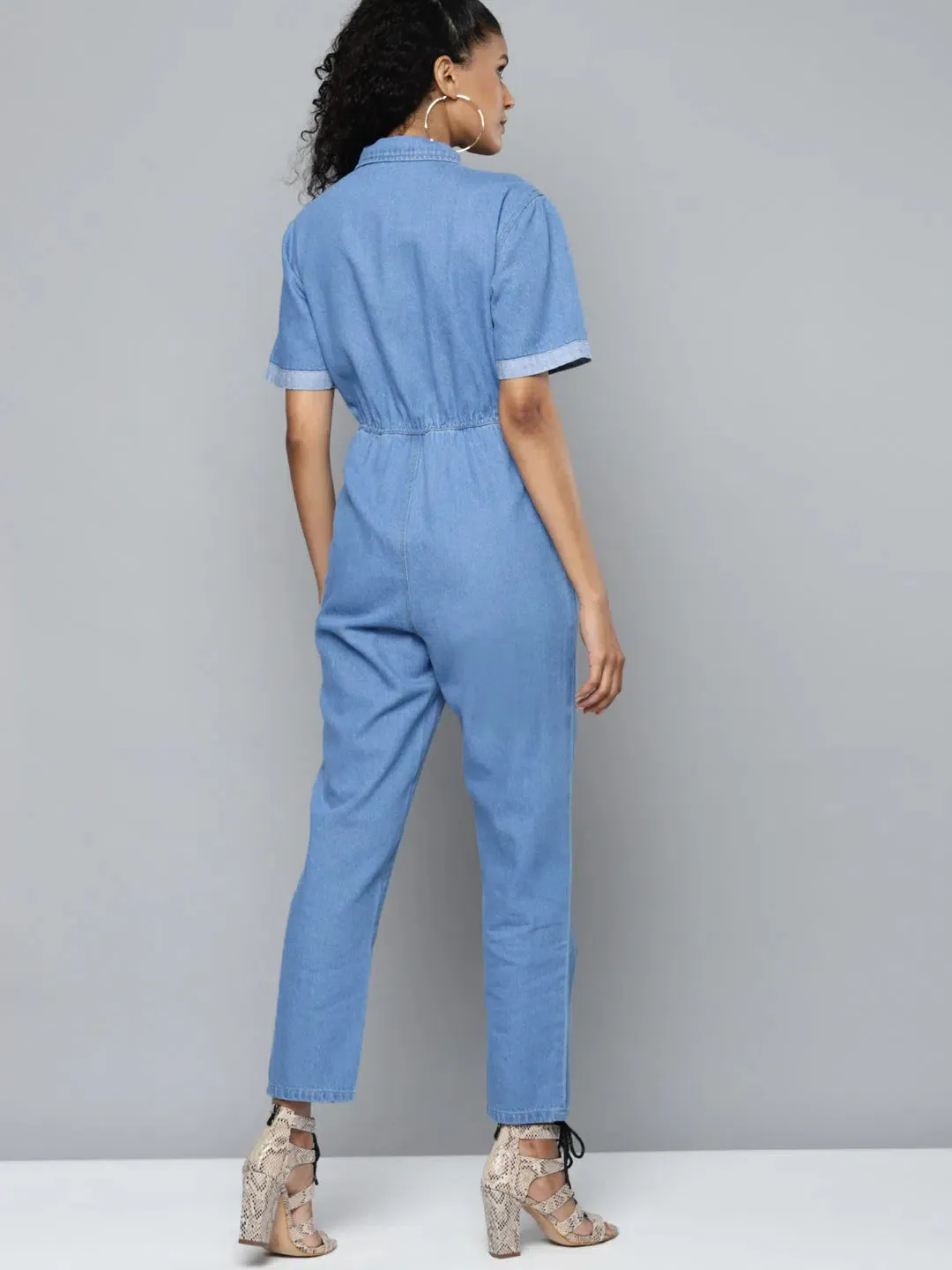 Women Solid Blue Jumpsuits & Sets