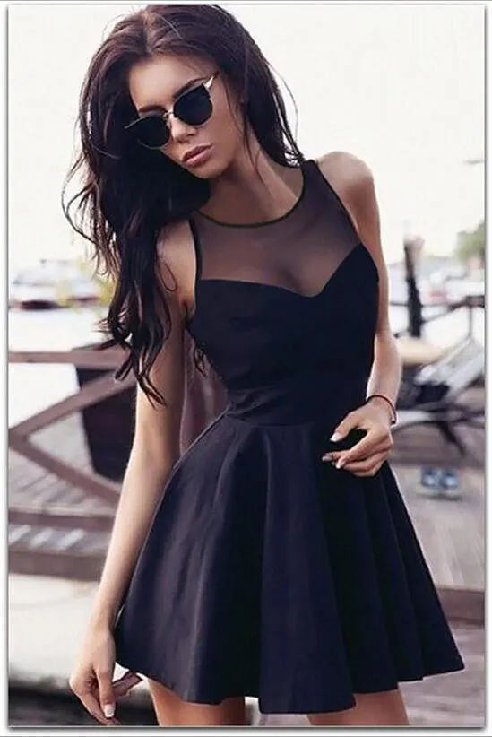 women Style summer dress short sleeveless mesh party dresses sexy A-Line Dresses